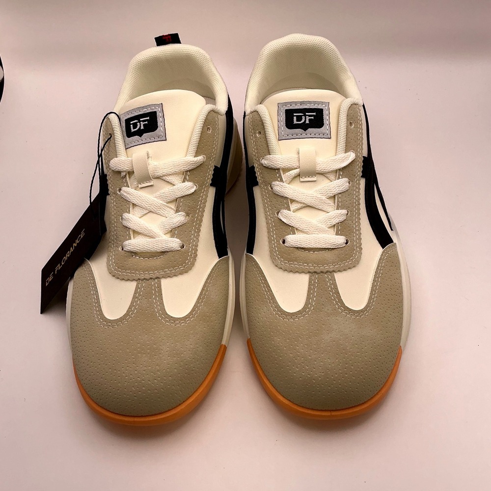 De Florance Vintage Sneakers Mens 10 Beige Black Italian Design Low Top Shoes